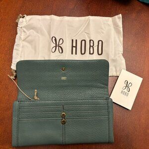 Hobo Sage Green 8.5" Leather Wallet Wristlet NWT